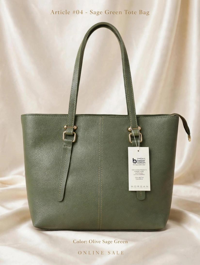 article 04 sage green tote bag